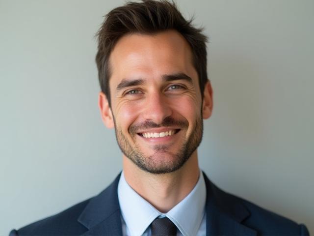 Clean and professional headshot of a man with a subtle smile on a neutral background