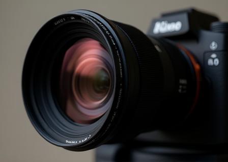 Fast prime portrait lens mounted on a camera body